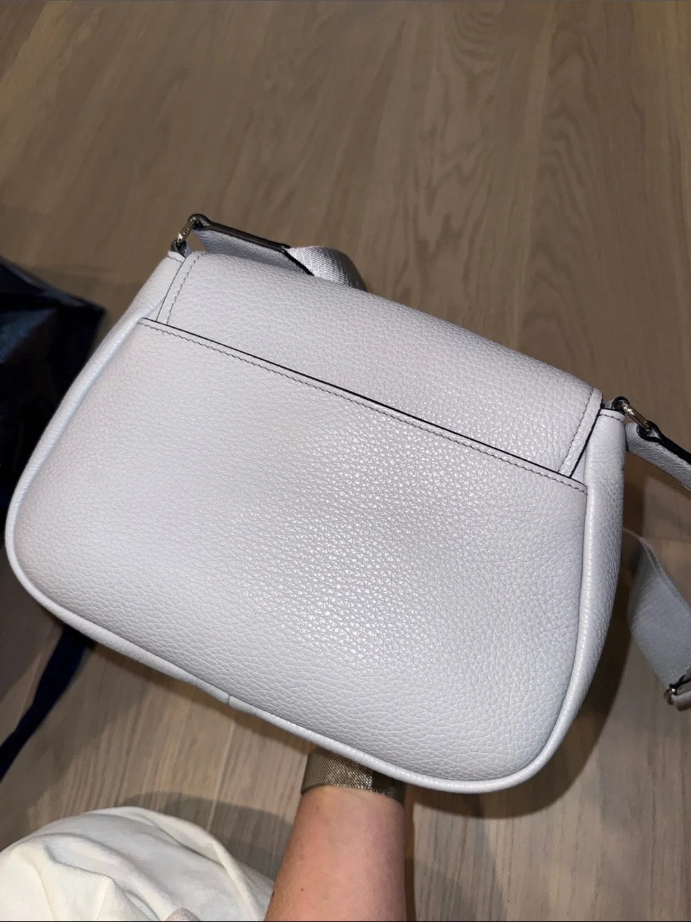 Prada Grey Pebbled Leather Crossbody Saddle Bag, Vitello Daino